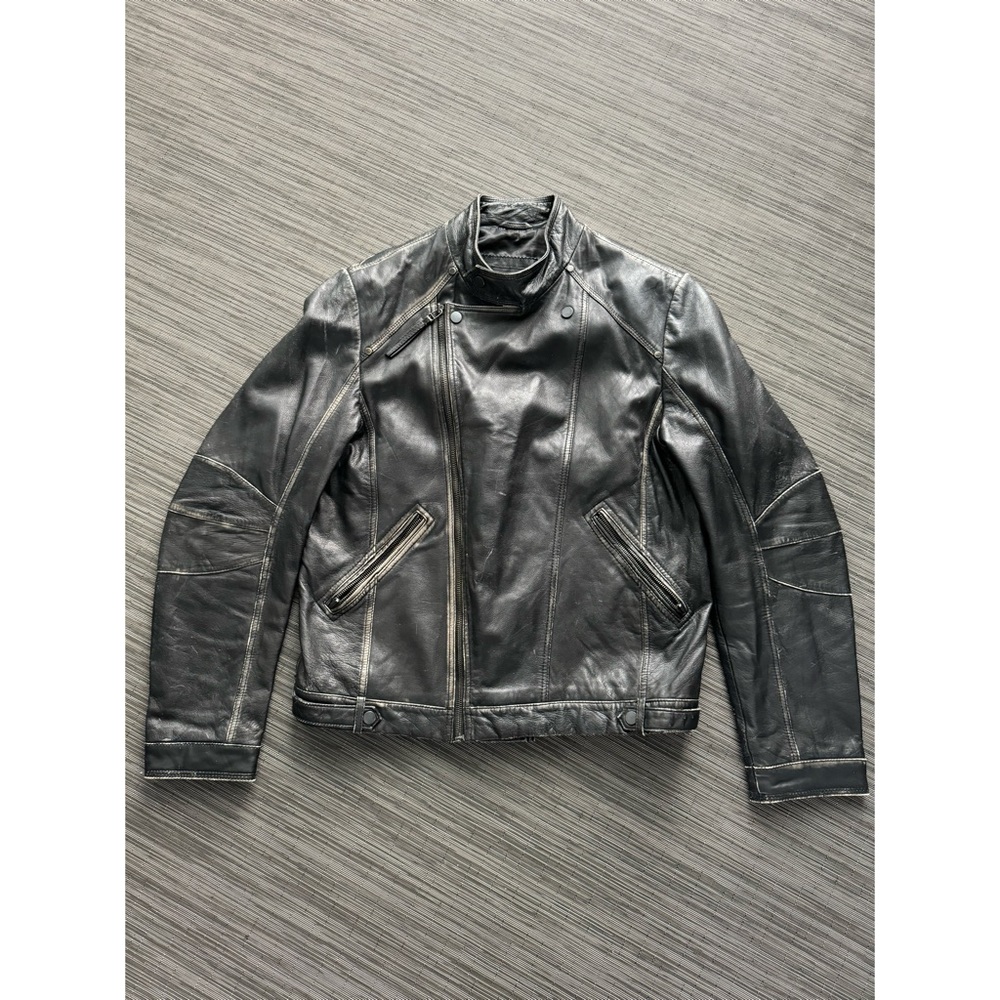 ZARA DISTRESSED LEATHER BIKER JACKET